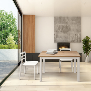 โต๊ะอาหารแบบขยายได้ Tommaso ขนาด 140x80 ซม. หน้าท็อปเมลามีนลายไม้โอ๊คแบบเรียบง่าย ฐานสีขาว สำหรับใช้ภายใน - Product Image 2