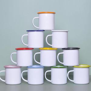 Black Enamel Cup Vintage Metal Mug Sublimation Coffee Cup with Hand Grip for Camping Office Souvenir Use - Product Image 3