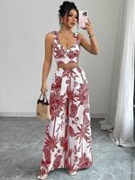 IStapromo Gifts Nouvelle Robe d'été sexy pour femme, style débardeur à col en V + pantalon large à taille élastique