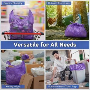 ถุงช้อปปิ้งแบบเสื้อยืดสีม่วงขนาดใหญ่พิเศษ ย่อยสลายได้ ผลิตจากพลาสติก PE คุณภาพดี ทนทาน ใช้ซ้ำได้ เหมาะสำหรับร้านอาหาร ร้านค้าปลีก ขายส่ง - Product Image 5