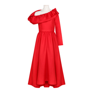 Robe de soirée pour femme Star's Edge, rouge, asymétrique, longue, avec blocs de couleur, patchwork, maxi, costume de cosplay - Product Image 5