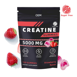 Gomitas de Creatina Monohidrato Sin Azúcar con Sabor a Fresa de 5g, Venta al Por Mayor de Fábrica, para Ganancia y Recuperación Muscular, Masticables Pre-Entrenamiento - Product Image 1