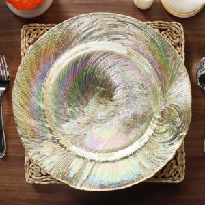 طقم أواني طعام زجاجية ذهبية على الطراز الاسكندنافي وعاء حلويات زجاجي دائري طبق غربي صينية سلطة بحافة ذهبية زجاج عتيق - Product Image 5