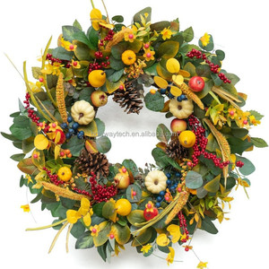 พวงมาลาเถาองุ่นฟักทองแบบผูกโบว์ออกแบบได้ตามต้องการสำหรับเทศกาลเก็บเกี่ยวดอกไม้และต้นไม้ตกแต่งใหม่พวงมาลัยฤดูใบไม้ร่วง - Product Image 6