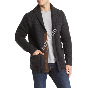 Elegante Cárdigan de Lana para Hombre, Cierre de Botones Delanteros, Cuello Camisero Transpirable, Suéter Abrigado de Invierno para Uso Casual y Formal - Product Image 2