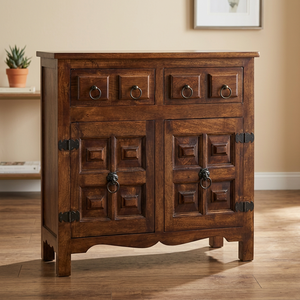 <b>Antique</b> Design VINTAGE 2-Door 5-<b>Drawer</b> Eco-Friendly Sideboard Cabinet Industrial Solid Reclaimed Wood Kitchen Living Room - Product Image 2