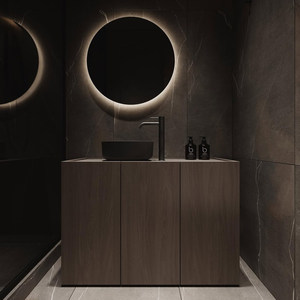 Commercial Custom Villa High-End Stone Slab Seamless-Integrated Basin <b>Floor</b>-<b>Standing</b> Vanity - Product Image 1