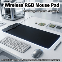Tapis de souris RGB avec chargeur sans fil 15W à charge rapide, surface ultra-lisse antidérapante, tapis de clavier pour PC, tapis de souris pour jeux