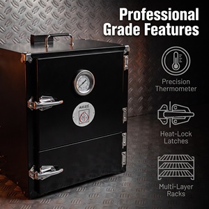 Portable Charcoal Smoker Oven <b>BBQ</b> Grill <b>Smokeless</b> Steel Smoker with Temperature Gauge for Camping Backyard Picnic - Product Image 2