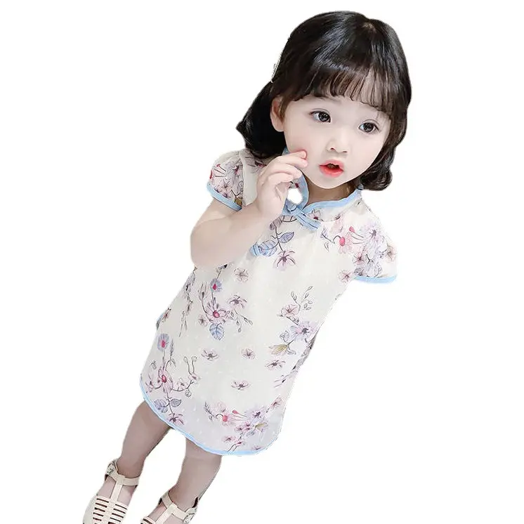 Neujahr Herbst Kinder Cheongsam westlicher Stil Prinzessinkleid chinesischer Stil kleines Mädchen