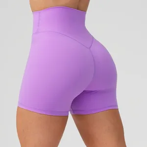 Custom Service Nylon Workout Butt Lift Gym Shorts High Waisted Sports Fitness Yoga Shorts For Women