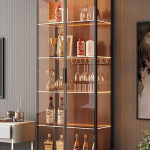 Vitrina de Vidrio LED para Licores, Marco de Aluminio, Vidrio a Prueba de Explosiones, 2/3 Puertas, Mueble de Almacenamiento para <span class=keywords><strong>Bar</strong></span>, para Sala de Estar - Product Image 1