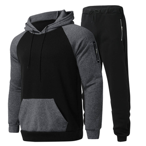 Sudadera con Capucha para Hombre, Diseño Color Block, Manga Larga, Cordón Ajustable, Estilo Casual, Negro y Gris, Bolsillos, Logotipo en la Manga Izquierda - Product Image 2