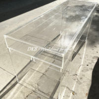 Meubles de mariage de luxe transparents personnalisés en usine table basse à gâteau transparente table d'événement de mariage en acrylique avec fleurs table de fête