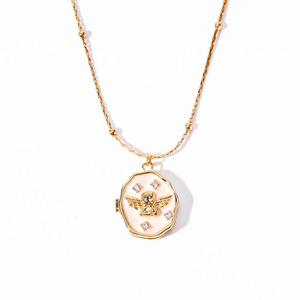 Angel Open Close Album Box Pet Photo Frame Pendant Necklace Personalized Retro Commemorative <b>Meaning</b> 18K Gold Plated Fashion - Product Image 2