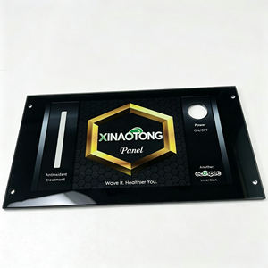 Bouton tactile personnalisé OEM en verre noir carré avec motif ondulé, imprimé à l'écran, adhésif PC/PET - Product Image 2