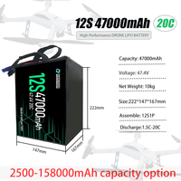 Batteries Li-Ion UAV Qiqi News 6S 12S 14S 24S 47000mAh 66000mAh 88000mAh à Haute Densité Énergétique, Packs de Batteries UAV Rechargeables