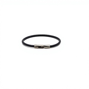 YIWANG Fashion Metal 150mm Stainless Steel Wire Rope Cable Black White <b>Key</b> <b>Ring</b> - Product Image 1