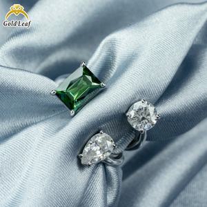 Anillo de Joyería Goldleaf, Plata de Ley 925, Esmeralda Cultivada en Laboratorio D VVS para Mujer, Anillo de Moissanita - Product Image 5