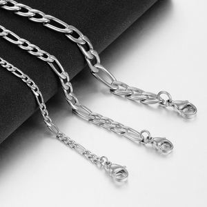 3mm/4.5mm/5mm chaîne à maillons Figaro en mètres bijoux collier <span class=keywords><strong>gourmette</strong></span> classique chaîne en acier inoxydable pour hommes et femmes - Product Image 3