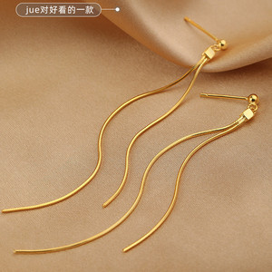 Silver Plated Tassel Earrings For Women Stud Earrings Geometric Design Zinc Alloy Material Elegant Simple Autumn Style - Product Image 4