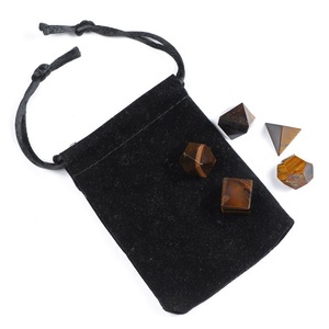 Juego de geometría curativa de piedras preciosas de ojo de tigre natural con bolsa de terciopelo - Product Image 1