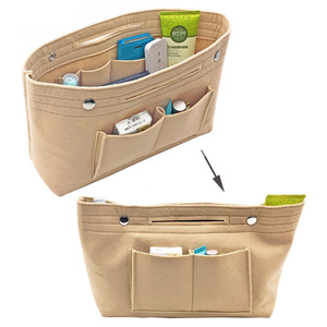Customization Felt <strong>Handbag</strong> Organizer Luxury Purse Bag <strong>Insert</strong> Travel Cosmetic Bags Machine Cosmetic Bag Large Capacity Storage - Product Image 4