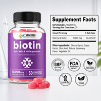 Gummies Biotine Cheveux Peau Ongles 10000 mcg Végétaliennes Saveur Fraise OEM Personnalisé Marque Privée Supplément Qualité 100000 Atelier Propre