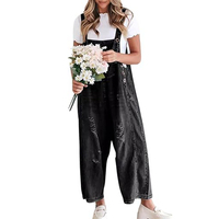Channel 2026 Salopette en jean d'été pour femme, coupe large, effet usé, avec bretelles réglables, style ample et baggy