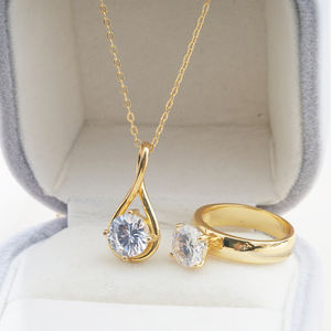 Collier et bague en argent S925 avec moissanite de qualité supérieure, taille portugaise, couleur D, pureté VVS1, plaqué or 18 carats, pour femmes - Product Image 5