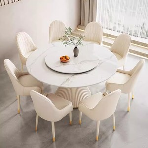 Juego de Mesa de Comedor Redonda de Mármol con Patas Doradas para Comedor de Hotel de Lujo Moderno Nórdico, 6 Sillas con <span class=keywords><strong>Centro</strong></span> Giratorio - Product Image 6