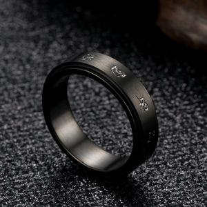 Cross-border best-selling <b>titanium</b> steel rotatable stress-relieving <b>black</b> <b>ring</b>, retro stainless steel <b>ring</b> to relieve anxiety. - Product Image 3