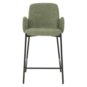 Tabourets <span class=keywords><strong>de</strong></span> <span class=keywords><strong>bar</strong></span> élégants en tissu vert avec pieds en métal noir Design ergonomique Siège arrière souple pour coin repas - Product Image 3