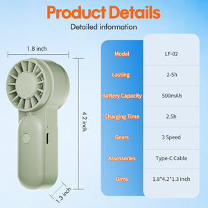พัดลมมือถือขนาดเล็กแบบชาร์จไฟได้ พกพาสะดวก สกรีนโลโก้ได้ ขนาดพกพา - Product Image 6