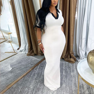 Groothandel korte mouw dames gala elegante lange maxi jurk goedkope casual damesjurken - Product Image 4