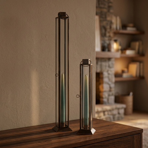 Portavelas Moderno Nórdico Delgado y Alto de Metal Negro y Vidrio para Decoración del Hogar - Product Image 2