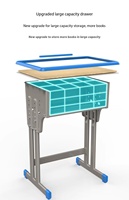 Ensemble bureau et chaise d'école à hauteur réglable, table d'étude ergonomique pour étudiants avec rangement pour salle de classe et apprentissage à domicile, robuste