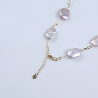 Collier pour femme en perles d'eau douce de forme ronde plaqué or 18 carats