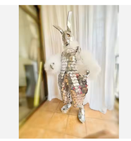 Haute qualité HOMMES FEMMES Or lapin miroir costume Acrylique Performa Stage Show Halloween fête cosplay costumes