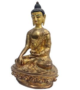 High Quality Nepal India Handicraft Buddha Figurine <b>Statue</b> Tibetan Sculpture Gold Finish Brass <b>Religious</b> Buddhism Metal Casting - Product Image 3