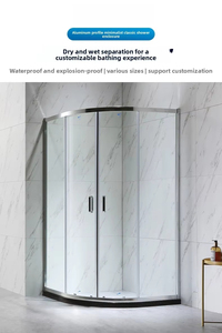Paroi <span class=keywords><strong>de</strong></span> <span class=keywords><strong>douche</strong></span> en verre trempé, design moderne minimaliste, porte coulissante en forme d'arc, <span class=keywords><strong>cabine</strong></span> <span class=keywords><strong>de</strong></span> <span class=keywords><strong>douche</strong></span> - Product Image 5