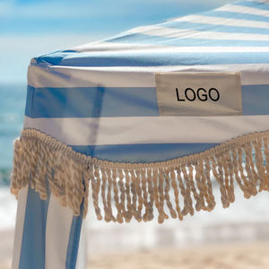 BR Leisure เต็นท์ด้านข้างสำหรับชายหาดทะเลกันลมป้องกันรังสียูวีพร้อมเสาไม้พู่ห้อยสำหรับชายหาด - Product Image 4