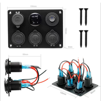 Panneau de commutation à 6 interrupteurs à bascule 12V 24V avec chargeur USB PD QC3.0, voltmètre et 3 prises allume-cigare pour camping-car, bateau, camion, yacht