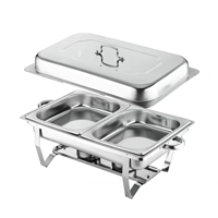 Chauffe-Plats Métallique Antirouille 9L pour Traiteur, Chauffage Alcoolisé 85-100°C, Design Moderne Argenté avec Plateau Solide, Stable et Pliable