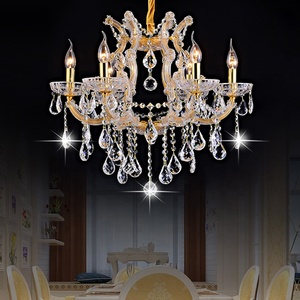 Maria Theresa luxe hôtel salon lampes suspendues moderne argent fer bougie lustre hauteur réglable cristaux verre - Product Image 3