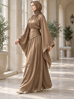 EVE013 Robe longue en satin de haute qualité à manches chauve-souris, vêtements musulmans islamiques haut de gamme, hijabs, style décontracté, quotidien