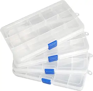 15包塑料首饰盒收纳器储物盒，带可调节分隔器塑料隔间容器，用于工艺铲球