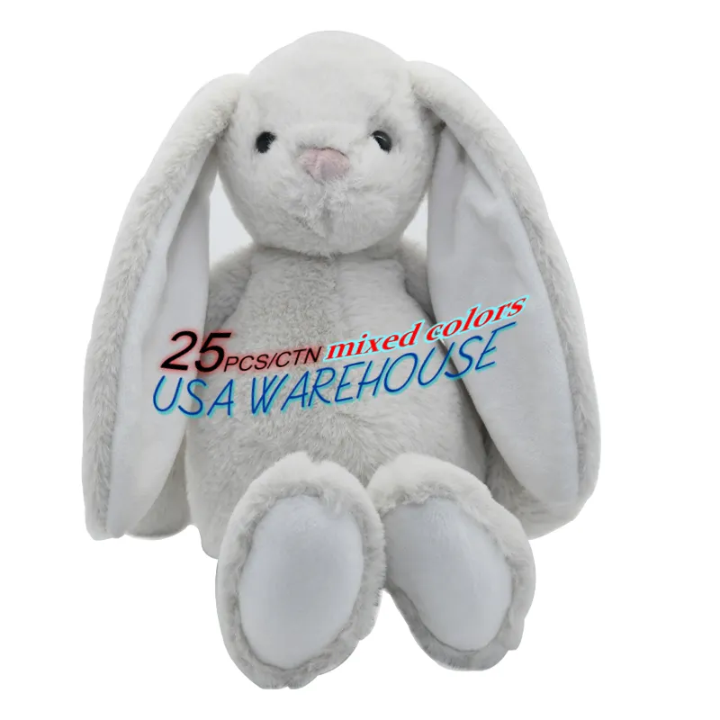Fashion Standing Long Ears Plush Bunny Rabbit Toys For Kids Cute Custom Stuffed Animal Brown Soft Plush Sublimation Rabbit