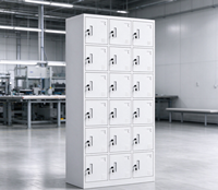 Casier en acier multi-cellules à 18 portes, armoire de rangement métallique verrouillable pour le stockage d'objets personnels des employés et des étudiants