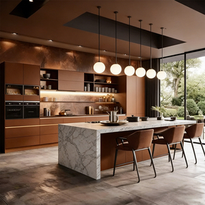 Set Completo di <span class=keywords><strong>Cucina</strong></span> Modulare Ecologica in Stile Moderno, Mobili da <span class=keywords><strong>Cucina</strong></span> in Melamina, <span class=keywords><strong>Base</strong></span> con Lavello in Acciaio Inox e Isola con Cassetti - Product Image 2